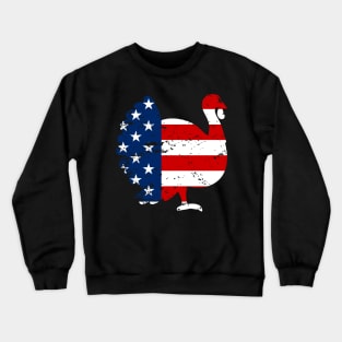 Patriotic Turkey American Flag Distressed Thanksgiving Crewneck Sweatshirt